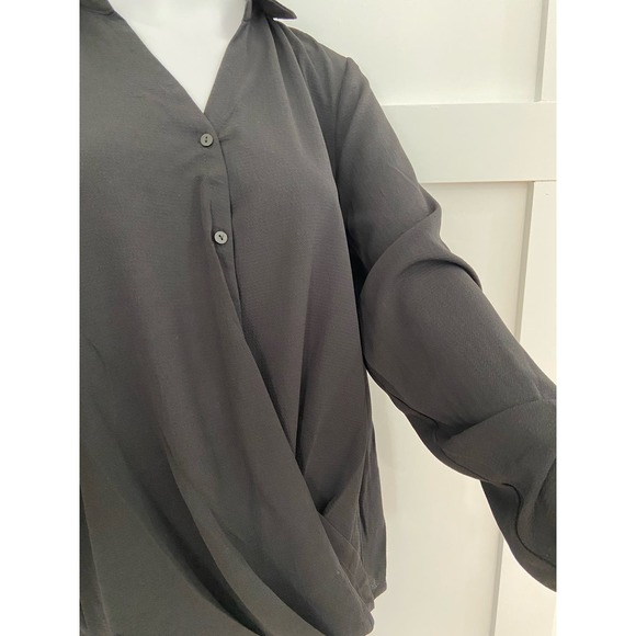 Zac and Rachel Black Long-Sleeved Wrap Top, Size XL wom257 - Picture 5 of 14